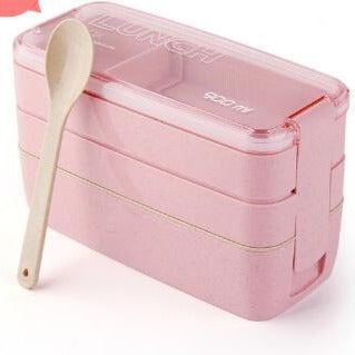 1pc 900ml Pink 3-layer Stackable Bento Box Set With Spoon And Fork, Wheat  Straw Straw Prep Container, Suitable For Children And Adults Microwave Lunch  Box, With Functional And Sharp Design Inspired By